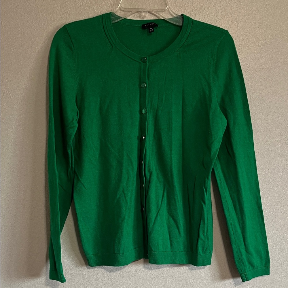 Talbots Vibrant Green Button Cardigan Sweater